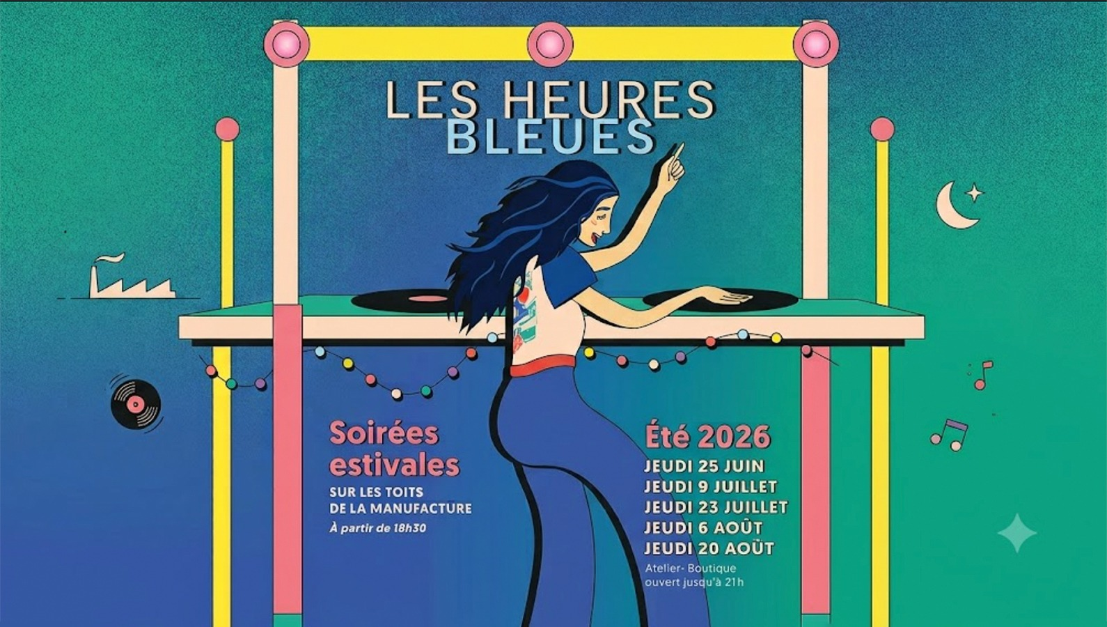 Les Heures Bleues 2026 : le rendez-vous estival incontournable sur les toits de l’Atelier Tuffery copie
